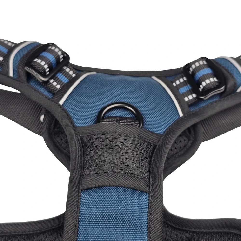 rabbitgoo Dog Harness Medium Blue No Pull Reflective Adjustable NEW